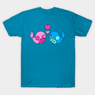 Love Birds (Pink and Blue) - Blue T-Shirt